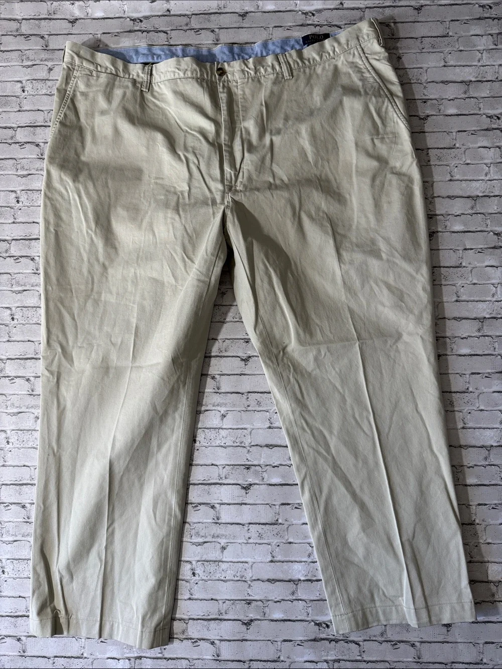 Polo Ralph Lauren mens 48x32 cream stretch classic fit cotton chino pants EUC